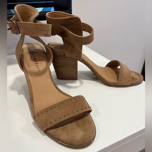 Lucky Brand suede studded ankle strap heel